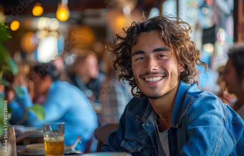 Man Sitting at Table With Glass of Beer