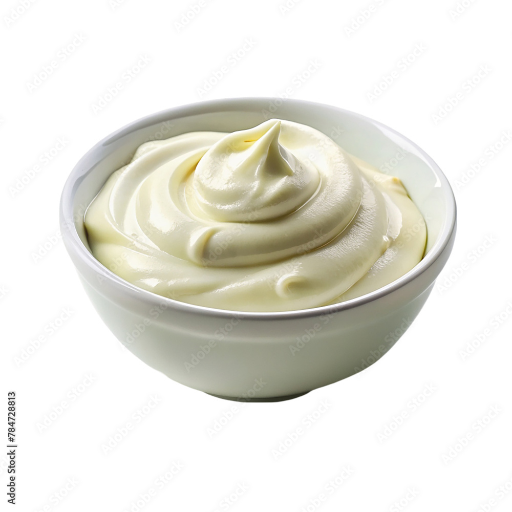 Bowl with sour cream mayo yogurt isolated on transparent background Bowl with sour cream mayo yogurt isolated on transparent background