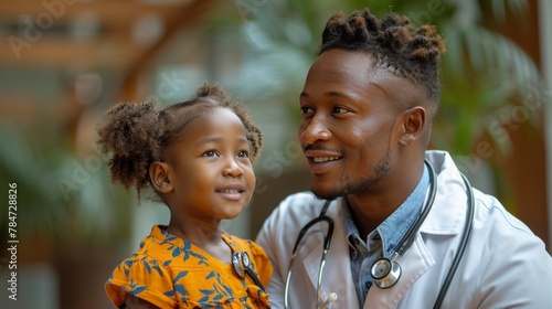 Man and Child Smiling for Camera
