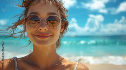 Woman Wearing Sunglasses Standing on Beach
