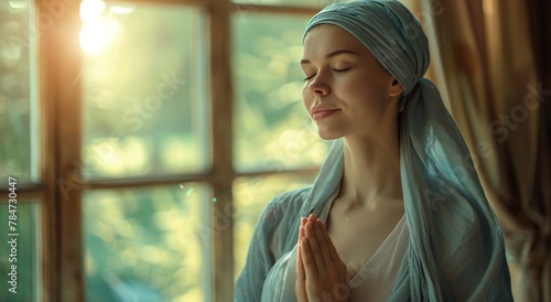 Woman Wrapping Towel Around Her Head