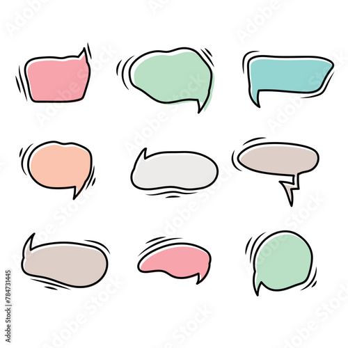 Set of colorful speech bubbles. Cartoon or comic labels. comic speech. Flat design vector illustration isolated on background.