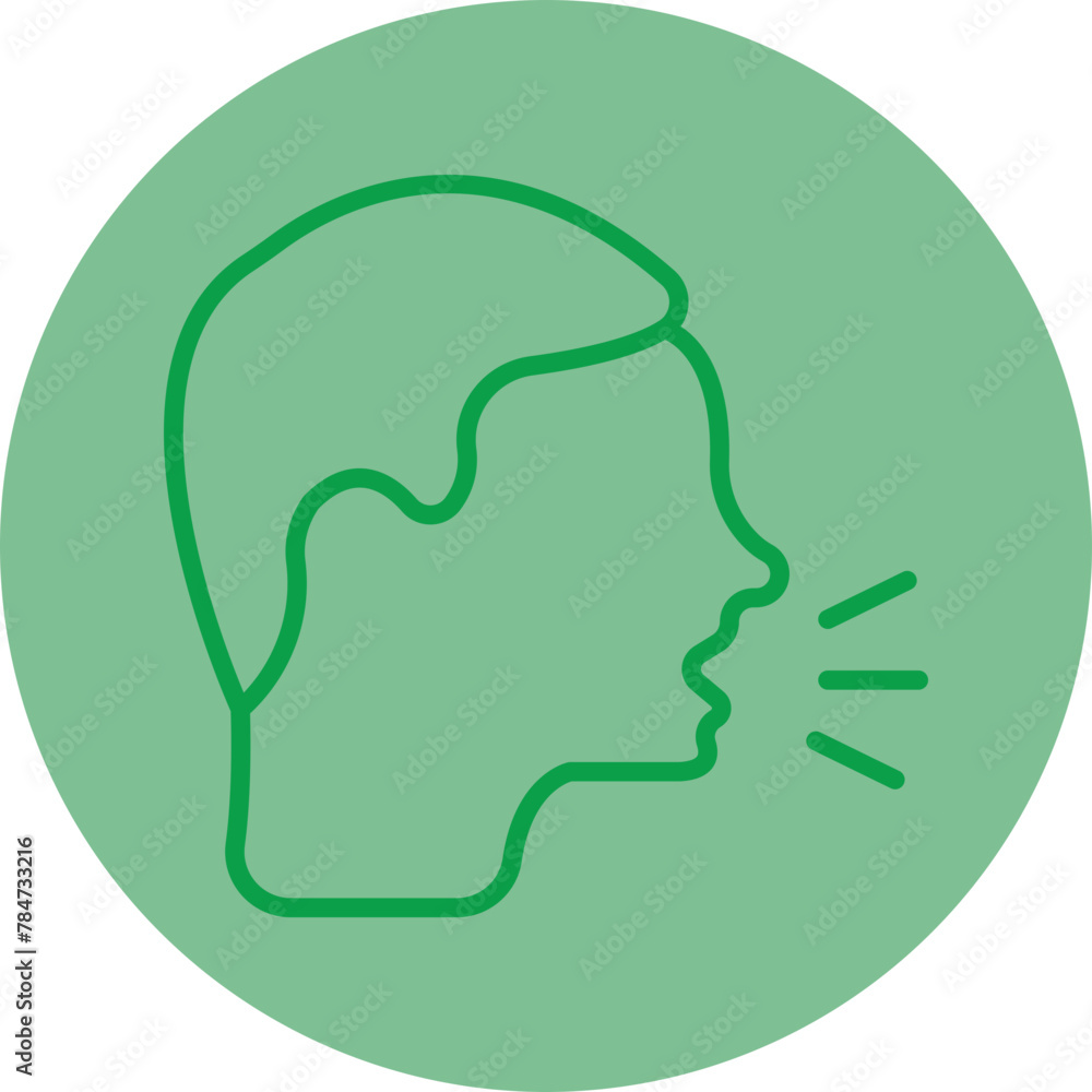 Cough Green Line Circle Icon Cough Green Line Circle Icon