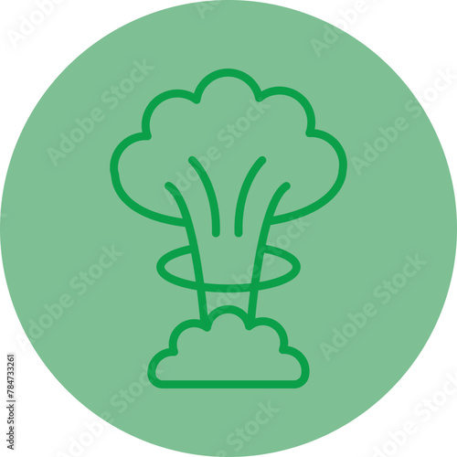 Nuclear Explosion Green Line Circle Icon photo