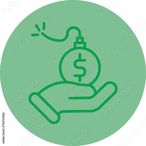 Debt Green Line Circle Icon