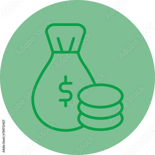 Income Green Line Circle Icon