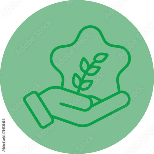 Humanitarian Green Line Circle Icon