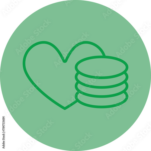 Donations Green Line Circle Icon