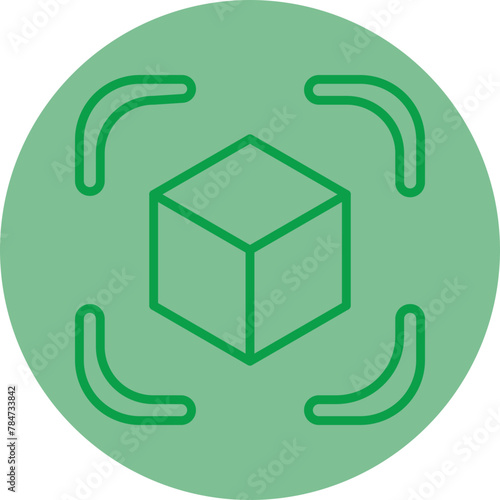 Cube Green Line Circle Icon