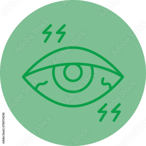 Painful Eye Green Line Circle Icon