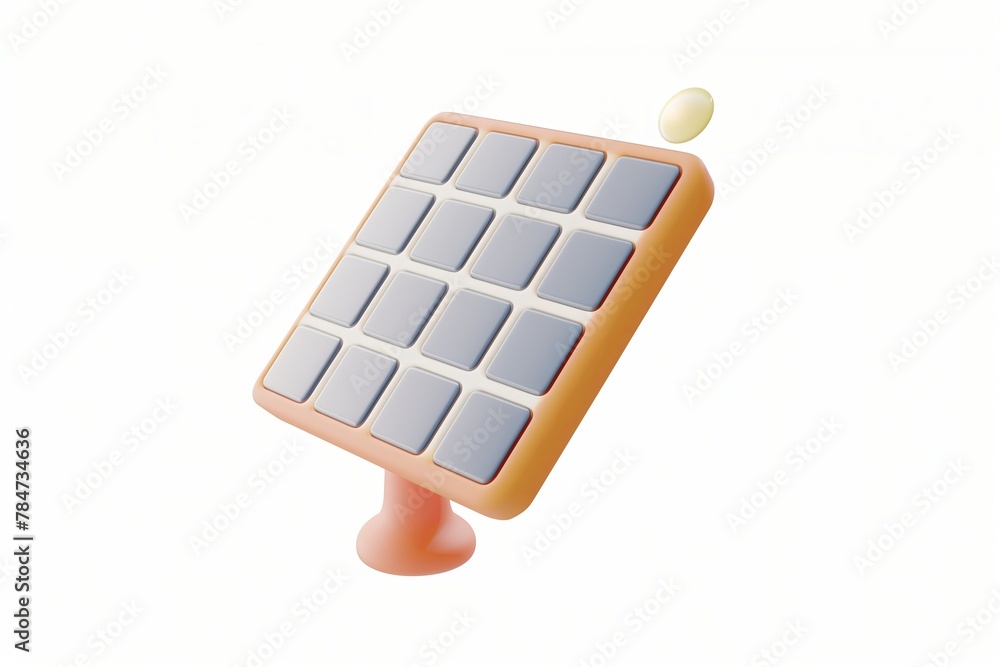 3d plastic solar cell, 3d clay icon render, simple details, cute style, on white background 3d plastic solar cell, 3d clay icon render, simple details, cute style, on white background