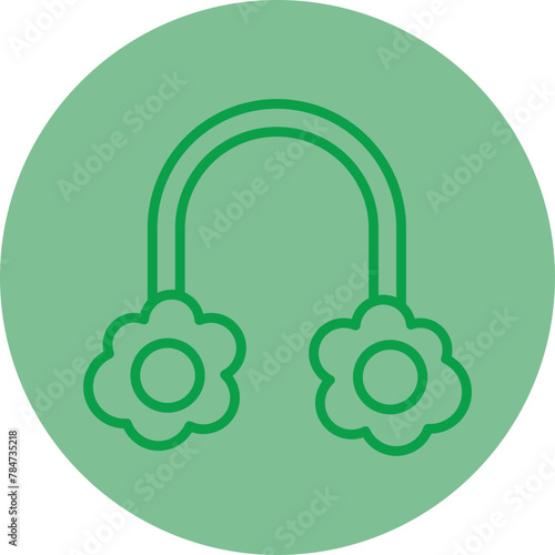 Earmuff Green Line Circle Icon