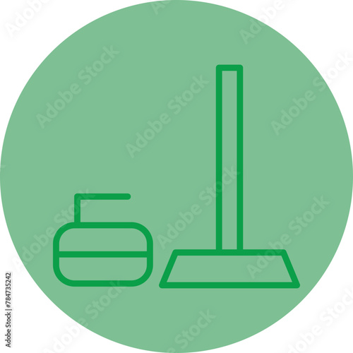 Curling Green Line Circle Icon