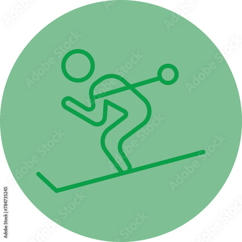 Cross cuntry Green Line Circle Icon