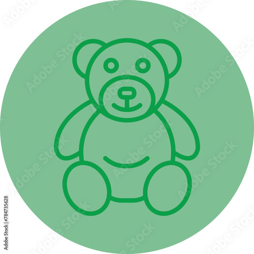 Bear Green Line Circle Icon