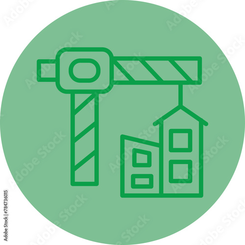 Construction Green Line Circle icon