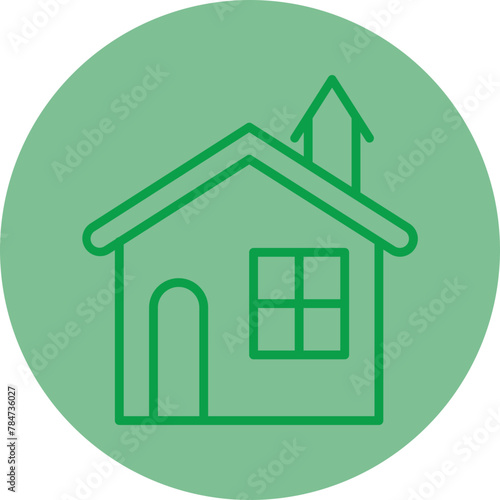 House Green Line Circle icon