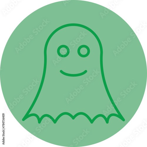 Ghost Green Line Circle Icon