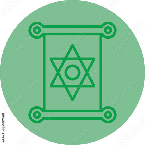 Jewish Green Line Circle Icon