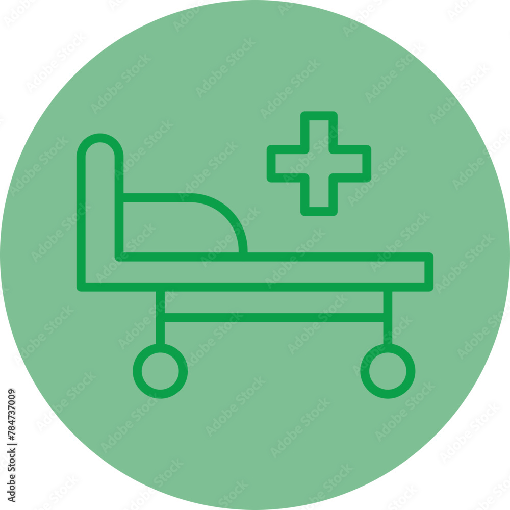 Hospital Bed Green Line Circle Icon Hospital Bed Green Line Circle Icon