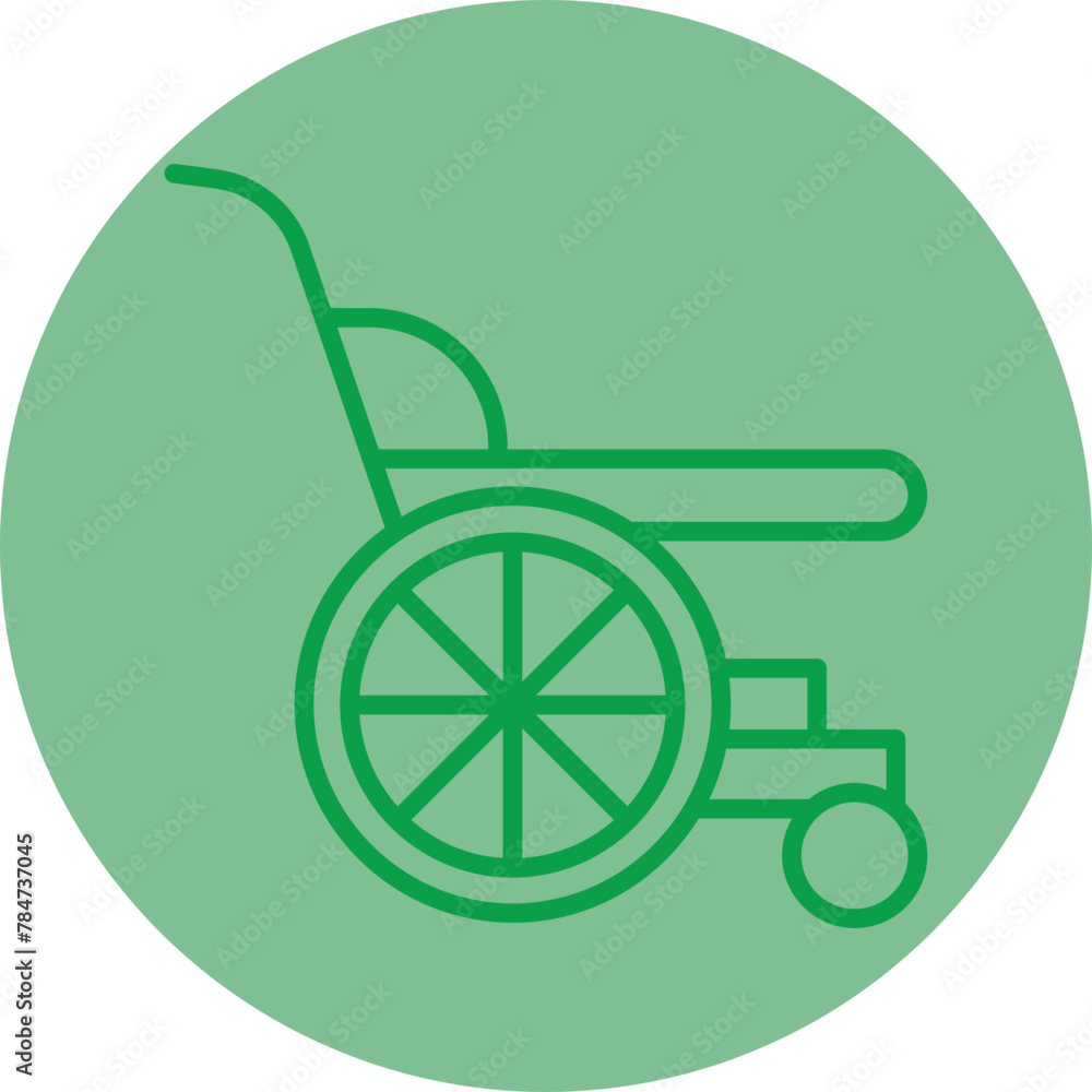 Wheelchair Green Line Circle Icon Wheelchair Green Line Circle Icon