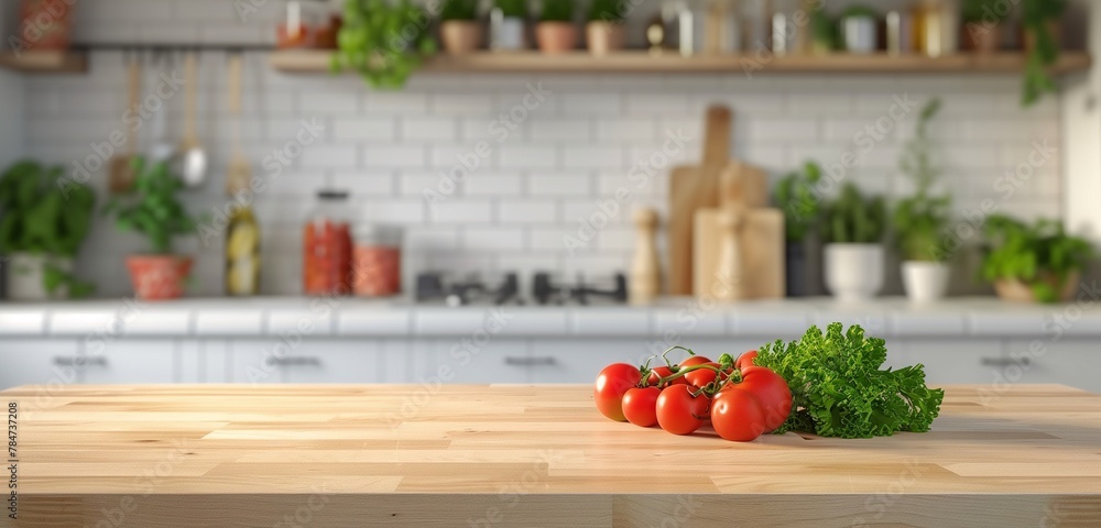 kitchen podium background with few vegetables on Wooden pedestal on ...