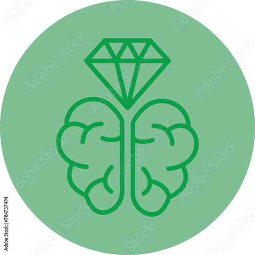 Brilliant Brain Green Line Circle Icon