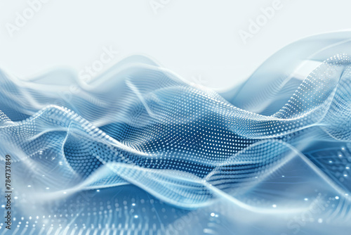 Fototapeta Naklejka Na Ścianę i Meble -  Abstract background with digital blue waves and white dots