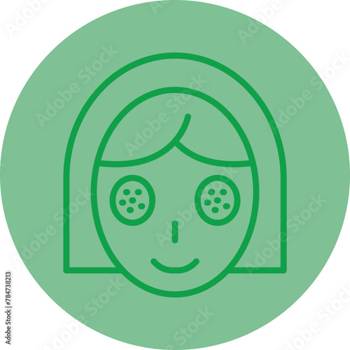 Facial Treatment Green Line Circle Icon