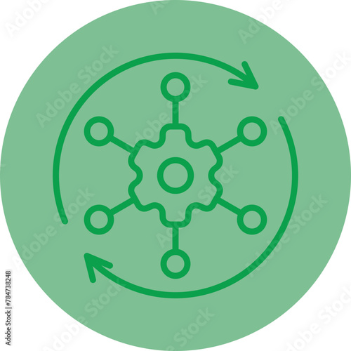 Automated Solutions Green Line Circle Icon