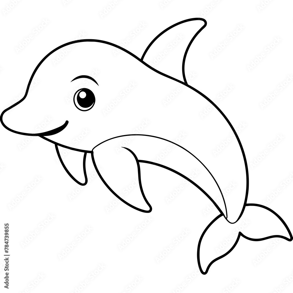 cartoon shark or dolphin line art kid's coloring page Vector illustration cartoon shark or dolphin line art kid's coloring page Vector illustration