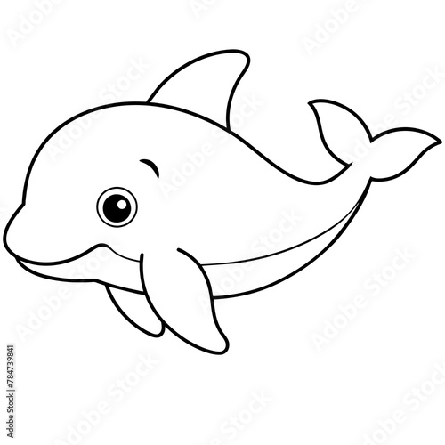 cartoon shark or dolphin line art kid's coloring page Vector illustration