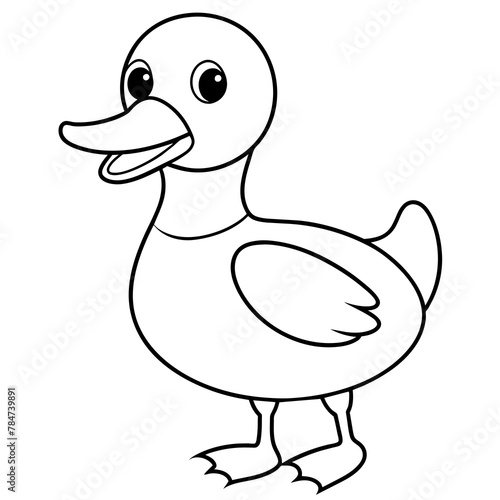 a cartoon duck vector illustration. line art, kid's coloring page
