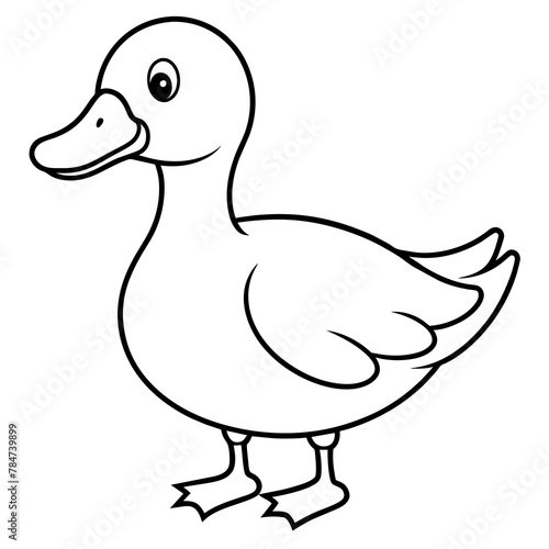 Картината върху платно a cartoon duck vector illustration. line art, kid's coloring page