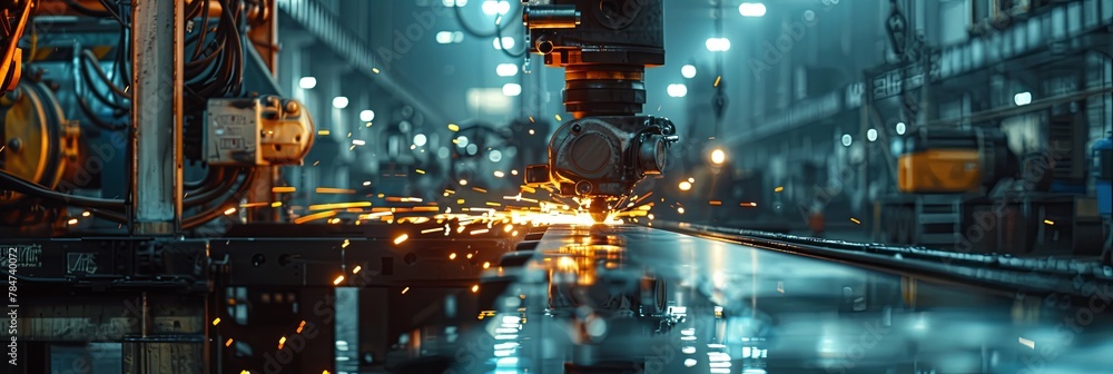 Steel pipe internal seam welding by longitudinal tack welding machine. Steel pipe internal seam welding by longitudinal tack welding machine.