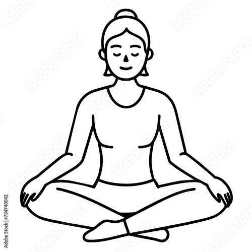 Wallpaper Mural woman meditating in yoga pose, line art coloring book page for kid's vector art illustration
 Torontodigital.ca