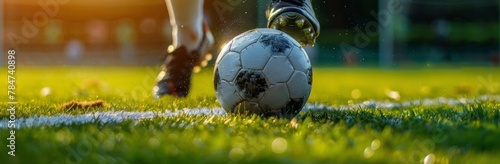 Person Kicking Soccer Ball in Grass