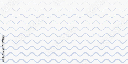 Vector seamless pattern with horizontal waves, wavy lines, stripes. Blue and white background with halftone transition effect. Simple minimal texture. Subtle repeat geo design for print, decor, cover