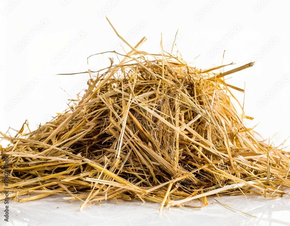 a pile of hay isolated on a white background