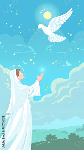 The Annunciation of Our Lady   the Annunciation to the Blessed Virgin Mary  biblical story illustration  Christianity icon