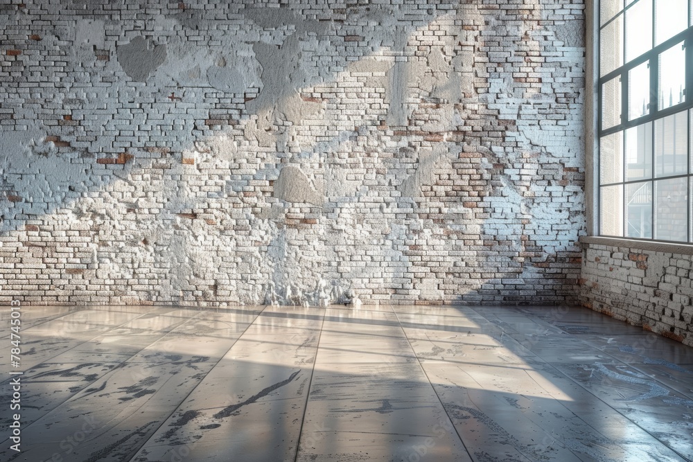 Sleek and Minimalist Industrial Brick Wall Generative AI - obrazy, fototapety, plakaty 