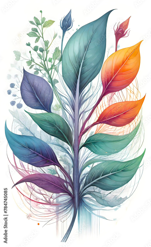 Abstract background of flowers and leaves of rainbow colors, background for smartphone, Abstract background of flowers and leaves of rainbow colors, background for smartphone,