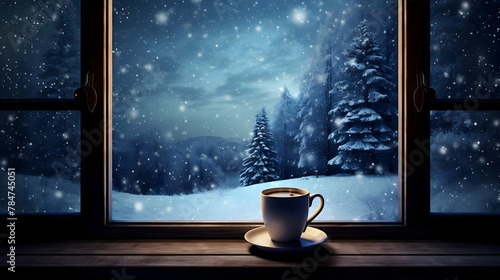 Gaze out the window at the falling snow while sipping a cup of hot cocoa