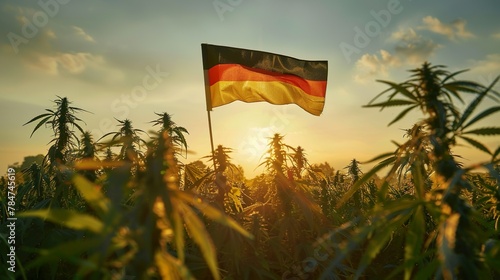 Germany waving flag, cannabis legalization in Germany  made with Ai generative technology