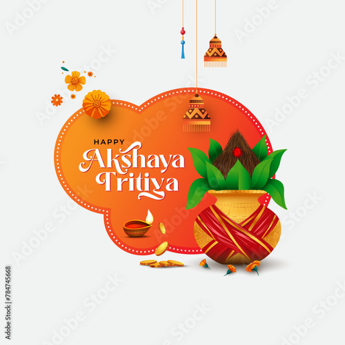 Happy Akshaya Tritiya Festival Vector Background Design Template, Indian Traditional Festival Akshaya Tritiya Background Template