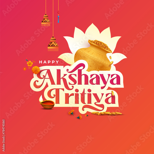 Happy Akshaya Tritiya Festival Vector Background Design Template, Indian Traditional Festival Akshaya Tritiya Background Template