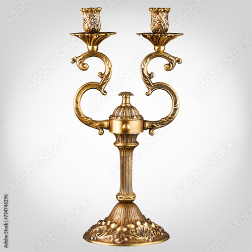 Vintage table candlestick isolated on white background. Vector illustration EPS 10.
