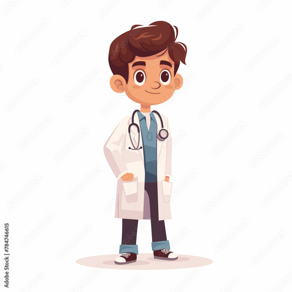 Cute little boy dressed as a doctor cartoon character vector Illustration Cute little boy dressed as a doctor cartoon character vector Illustration