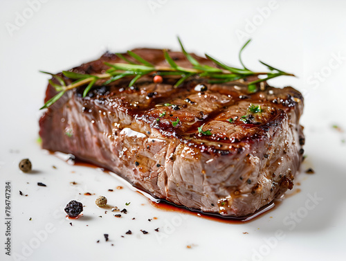 grilled steak with white background