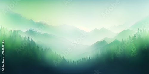 Abstract green and green gradient background with blur effect, northern lights